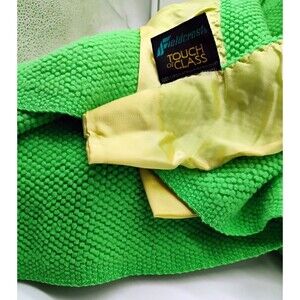 Fieldcrest Touch of Class  TWIN Acrylic Green Weave Blanket Yellow Satin Trim